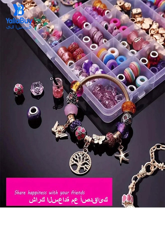 YallaBuy Deluxe 305 Pcs Jewelry Making Kit With Golden Alloy Charms And Colorful Beads, DIY Bracelet And Necklace Craft Kit For Kids And Adults - Image 5